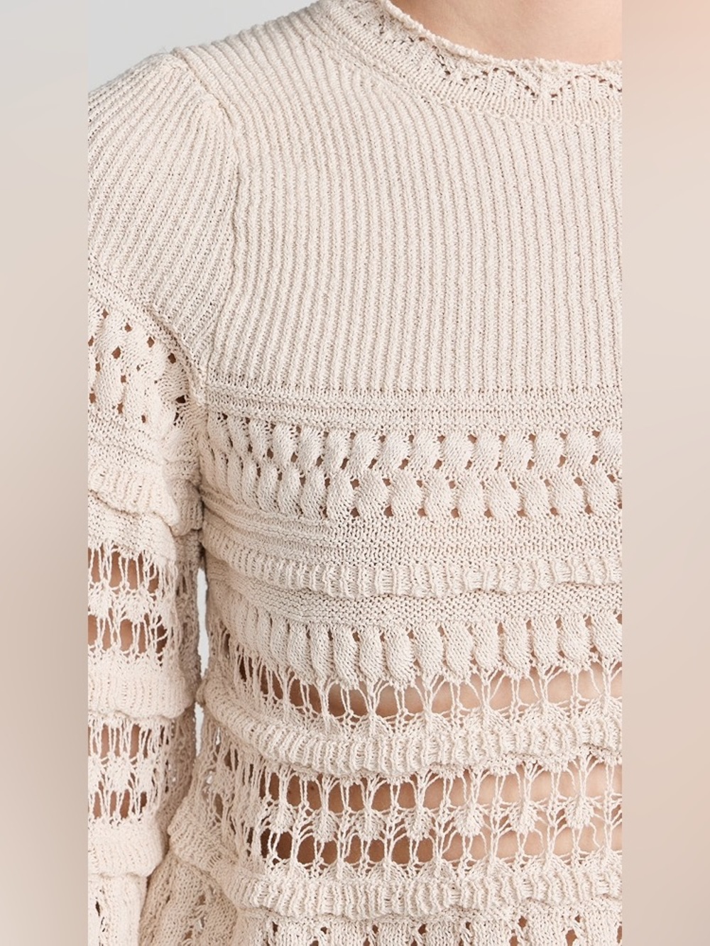 ISABEL MARANT ETOILE Frizy Crochet Knit Cropped Sweater Top- size FR 38/US 4-6 - Picture 2 of 10